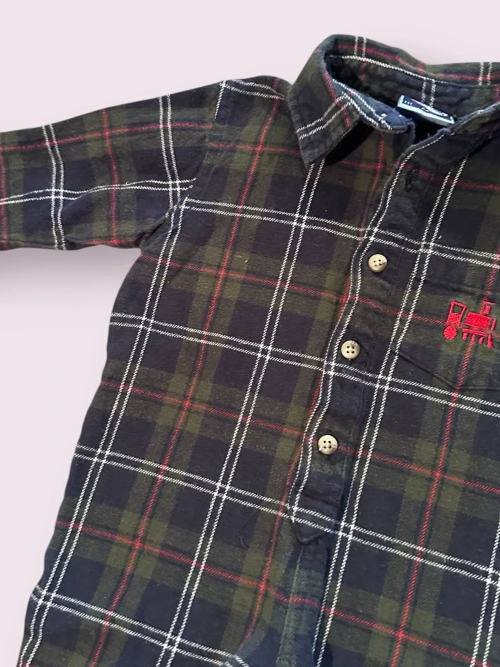 Vintage Koala Kids Baby Plaid Button-Up Baby Romper in Navy and Green Sz 18 Mon